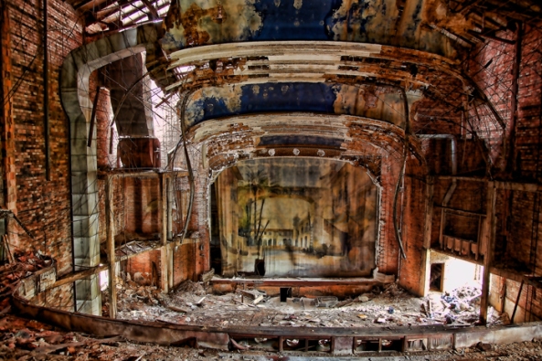 The abandoned Palace Theater in Gary, Indiana closed in the 1970s and has stood vacant ever since.